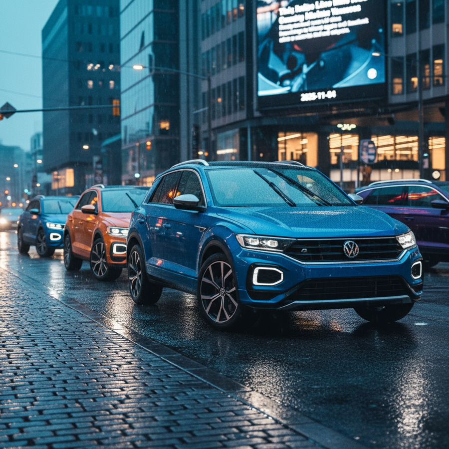 Editorial, photo-realistic HERO for an automotive daily news article titled "Volkswagen T-Roc R Production Ends in Australia – Daily Car News (2025-11