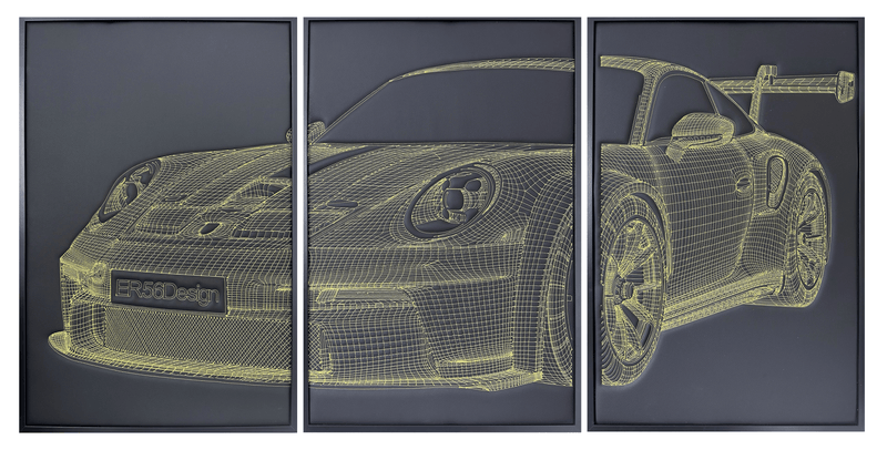 Décoration murale 3D en cuir de luxe inspirée de la Porsche 911 GT3