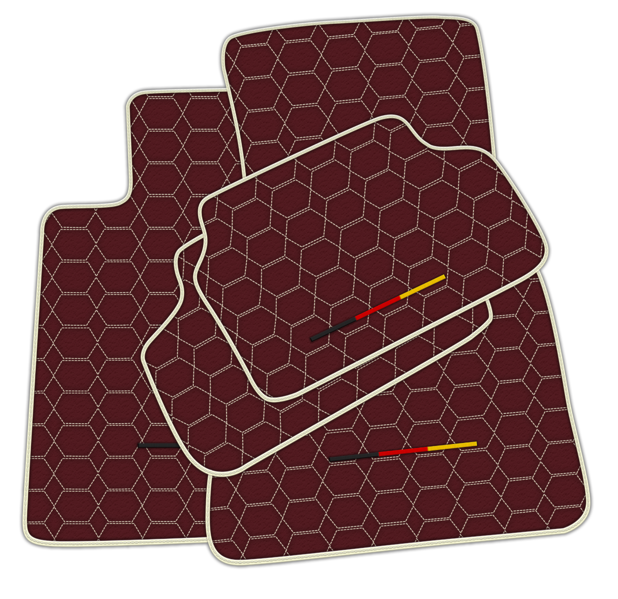 Stylish Customizable Burgundy Leather Floor Mats for BMW
