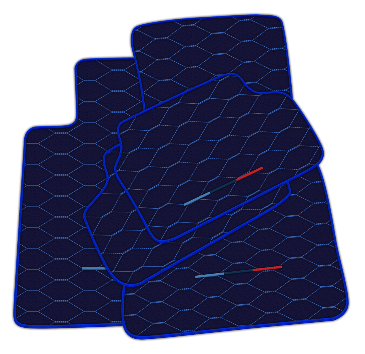 Stylish Customizable Dark Blue Leather Floor Mats for BMW