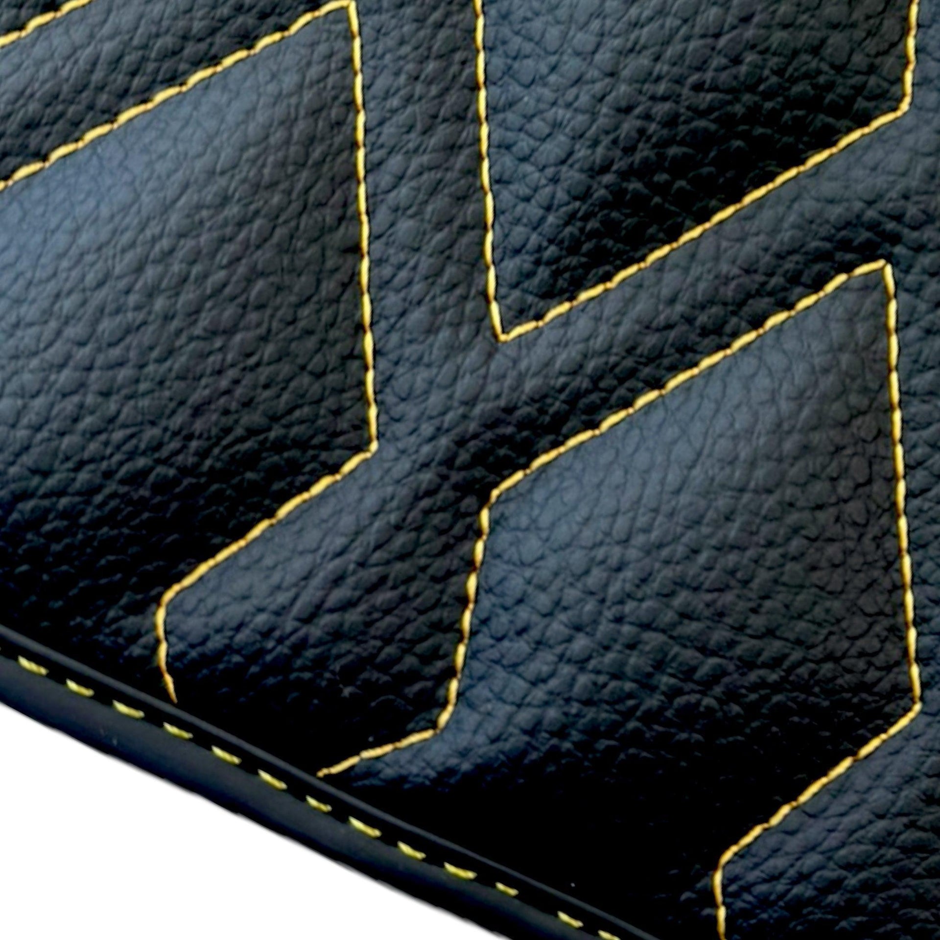 Black Leather Floor Mats for Rolls-Royce Wraith (2013–2023) ER56 Design - AutoWin