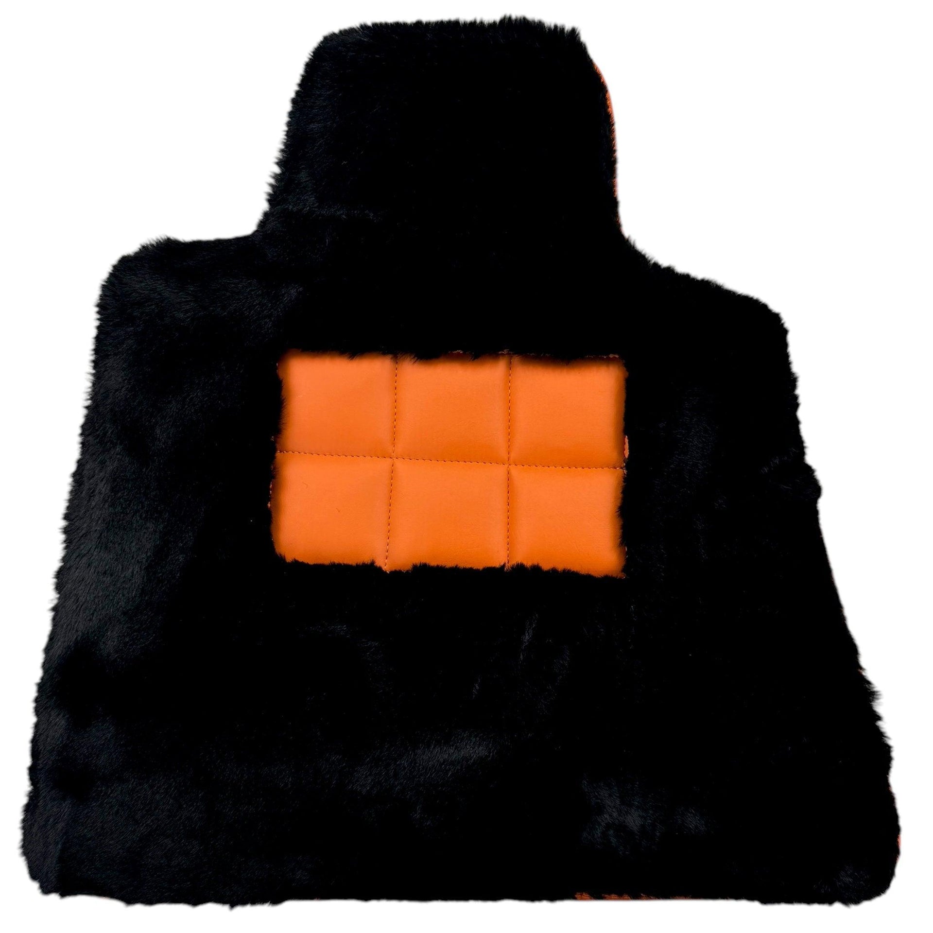 Black Sheepskin Floor Mats for Rolls-Royce Cullinan | Orange Trim - AutoWin