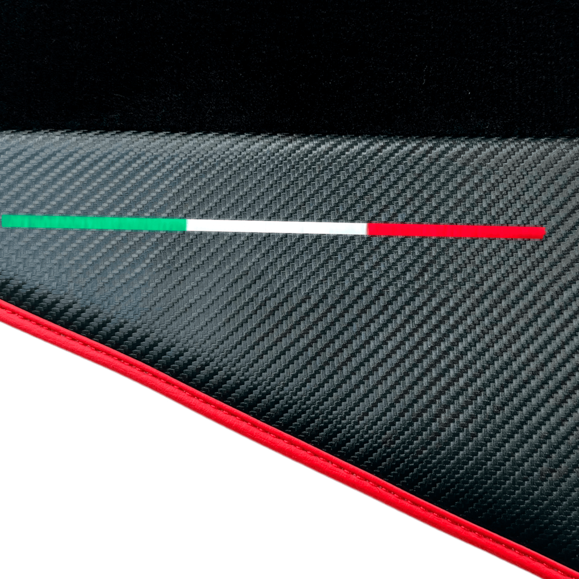 Black Floor Mats for Ferrari SF90 Stradale (2019-2024) with Carbon Fiber | Red Trim - AutoWin