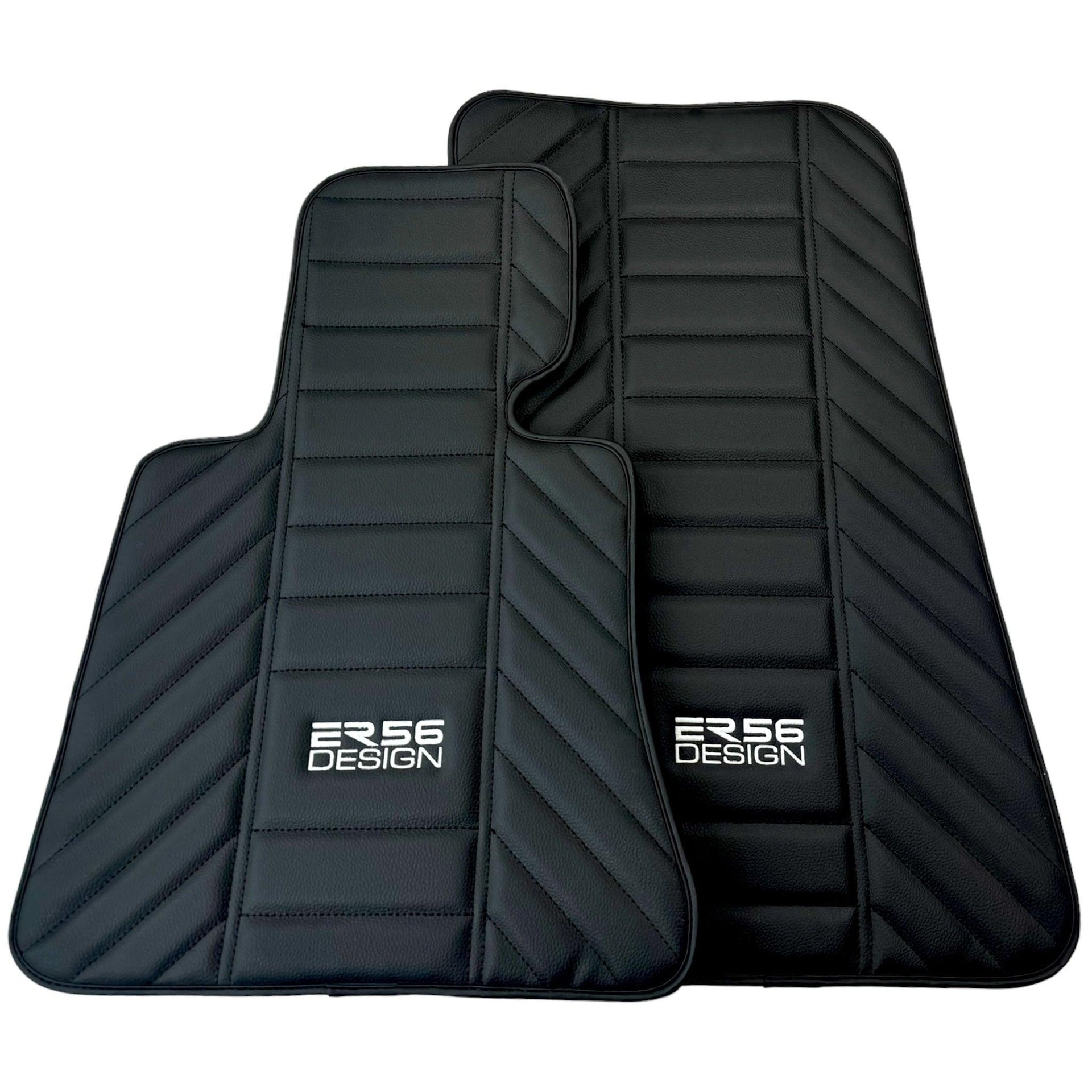Black Leather Floor Mats for Rolls Royce Shadow (1965-1977) ER56 Design - AutoWin