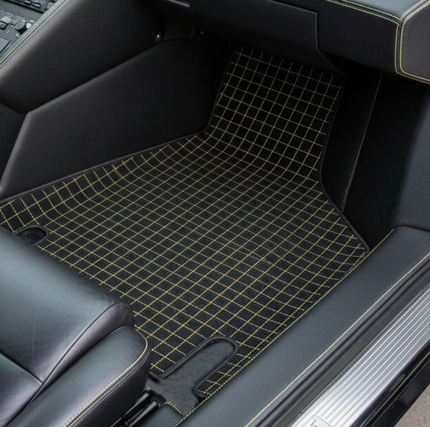 Tapis de voiture en cuir personnalisables avec motif hexagonal symétrique pour Lamborghini Countach (1974–1990) - AutoWin