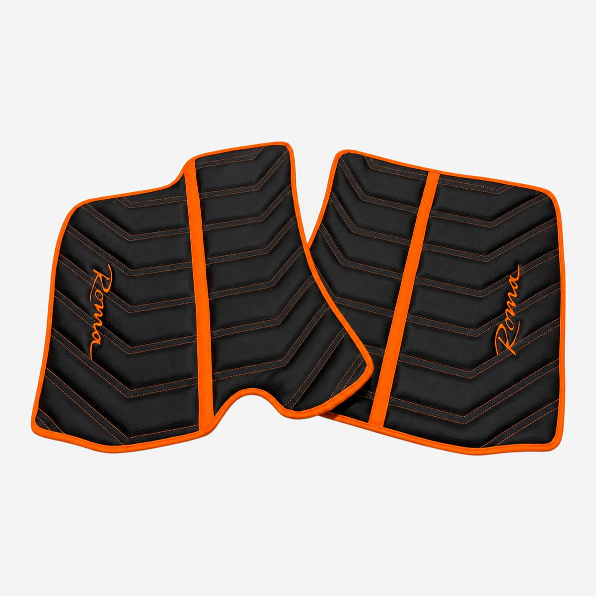 Black Leather Floor Mats for Ferrari Roma (2021-2024) Yellow Sewing