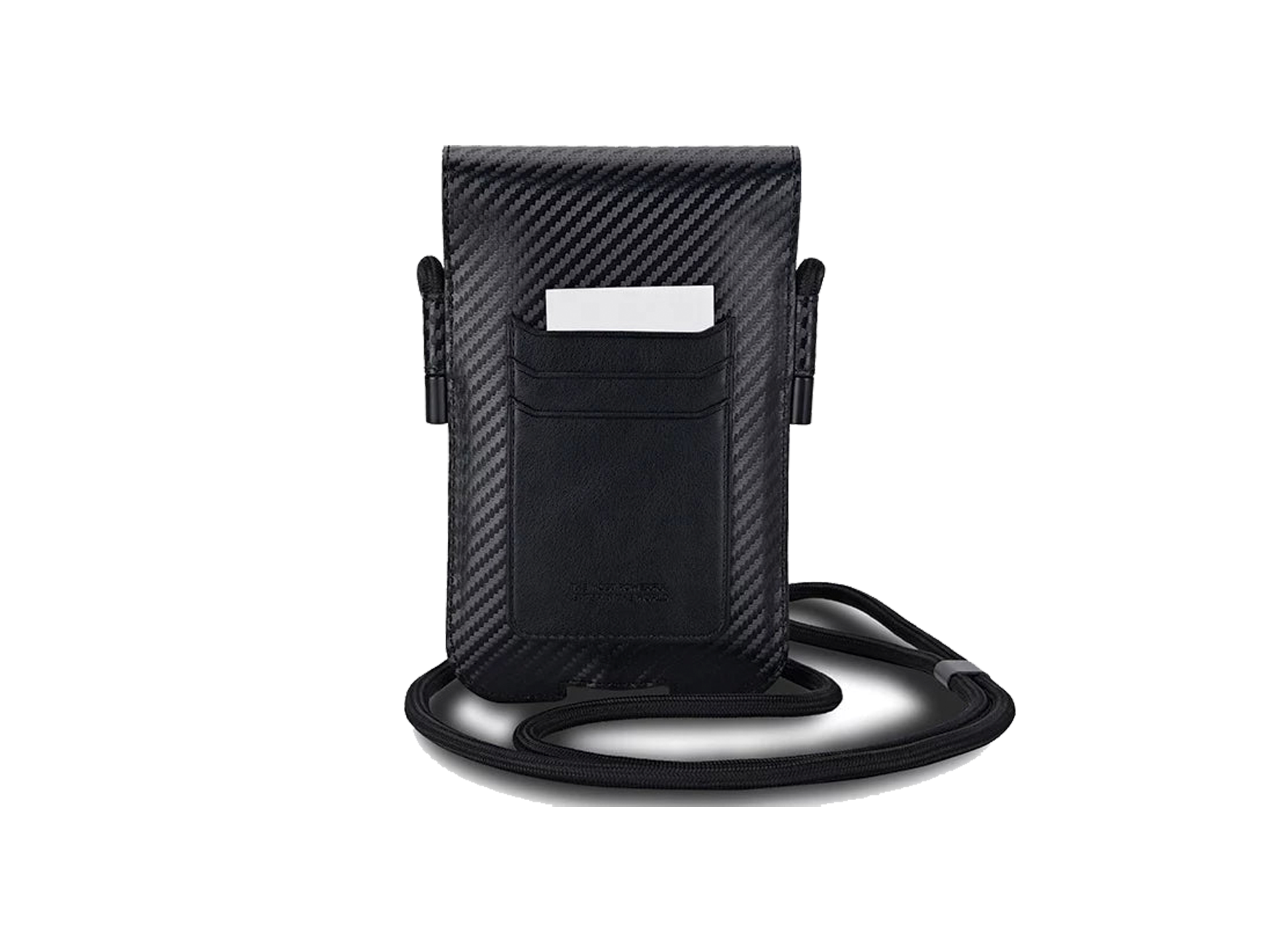 BMW M Series Universal Phone Pouch – Carbon & Blue Stripes | Black, Eco-Leather & Nylon