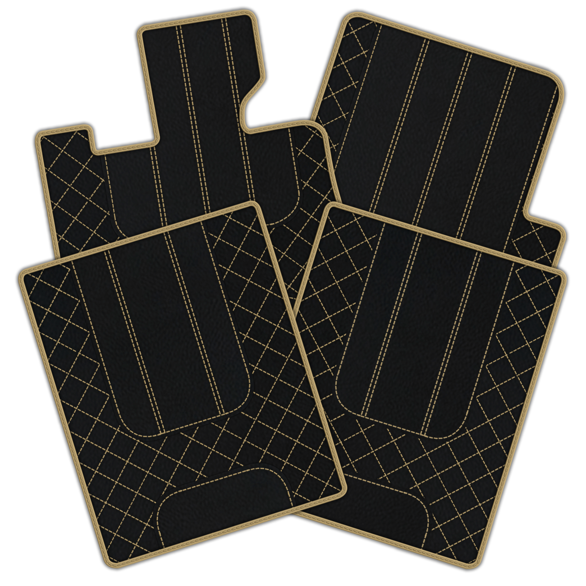 Tappetini per auto in pelle personalizzabili con motivo esagonale intrecciato per Bentley Red Label RL (1998-2009) - AutoWin