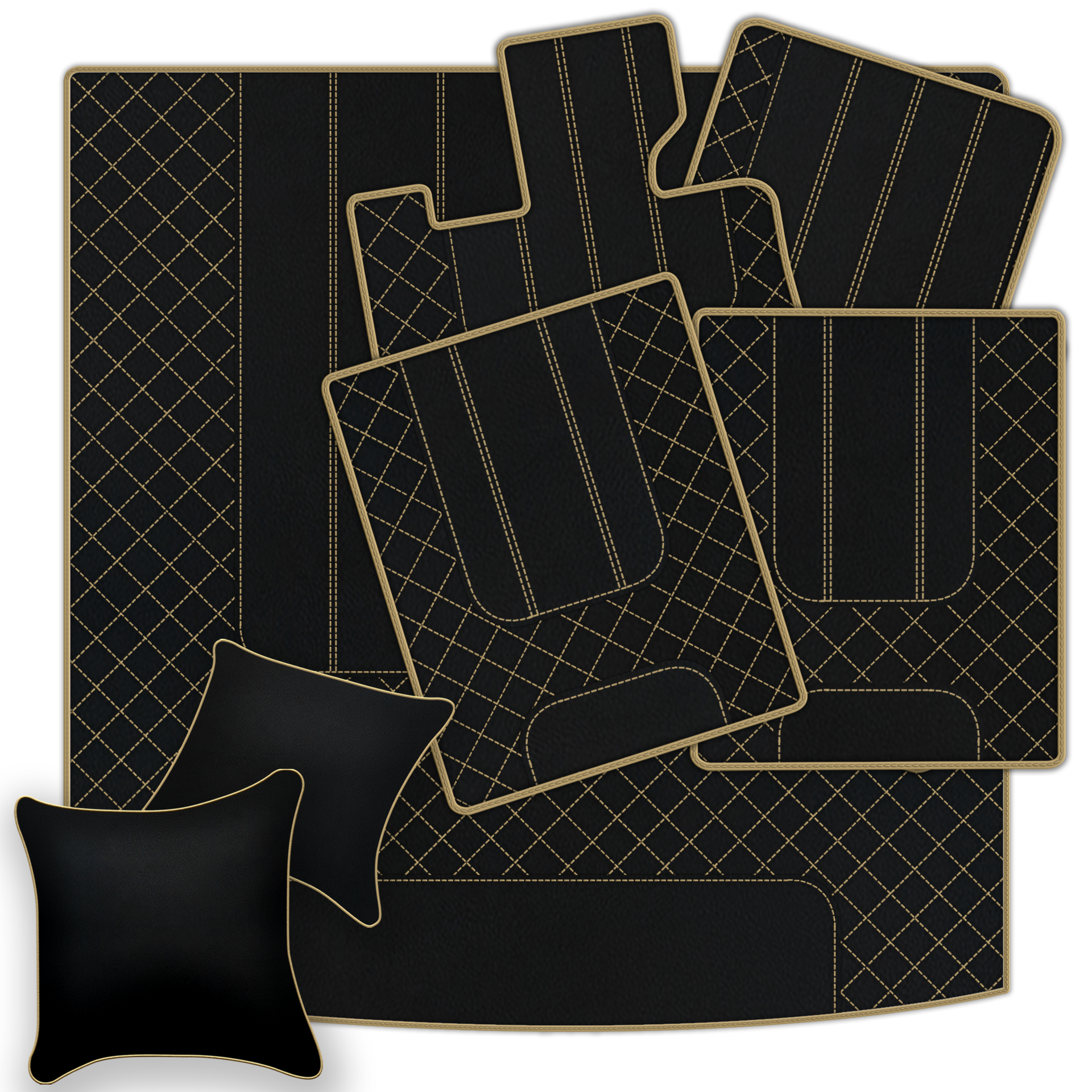 Tappetini per auto in pelle personalizzabili con motivo esagonale intrecciato per Bentley Red Label RL (1998-2009) - AutoWin