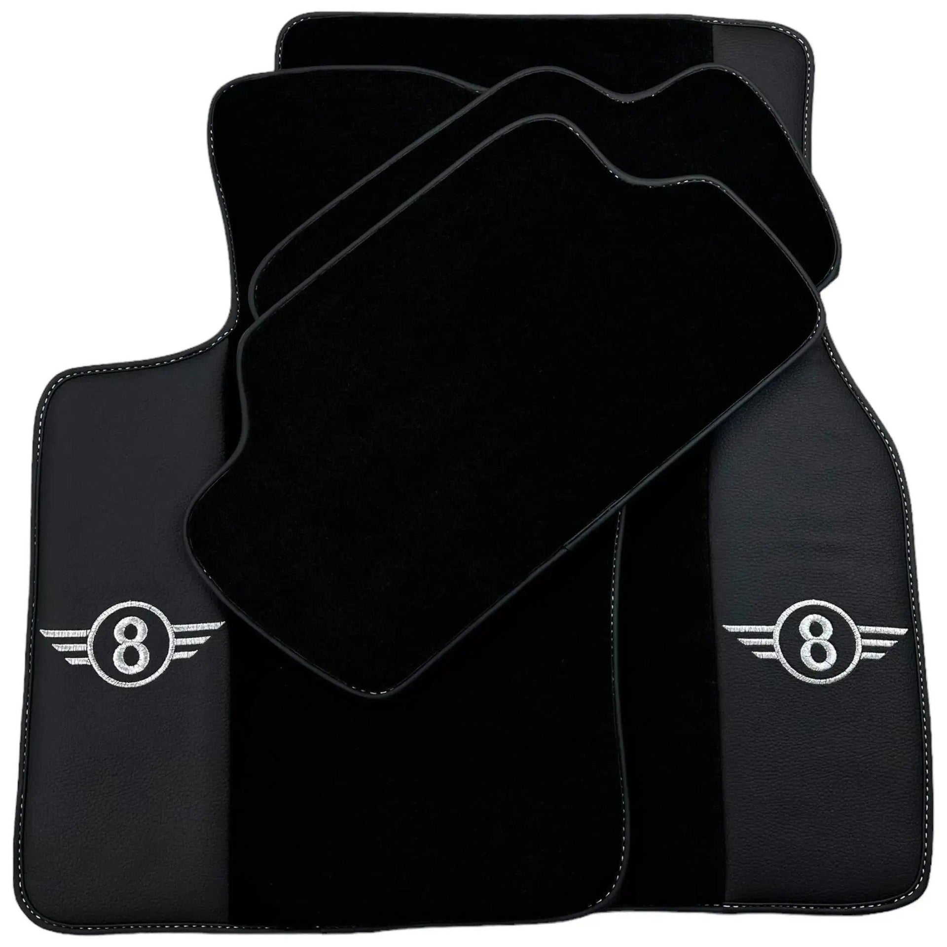 Black Floor Mats for Mini Clubman F54 (2019-2023) with Leather - AutoWin