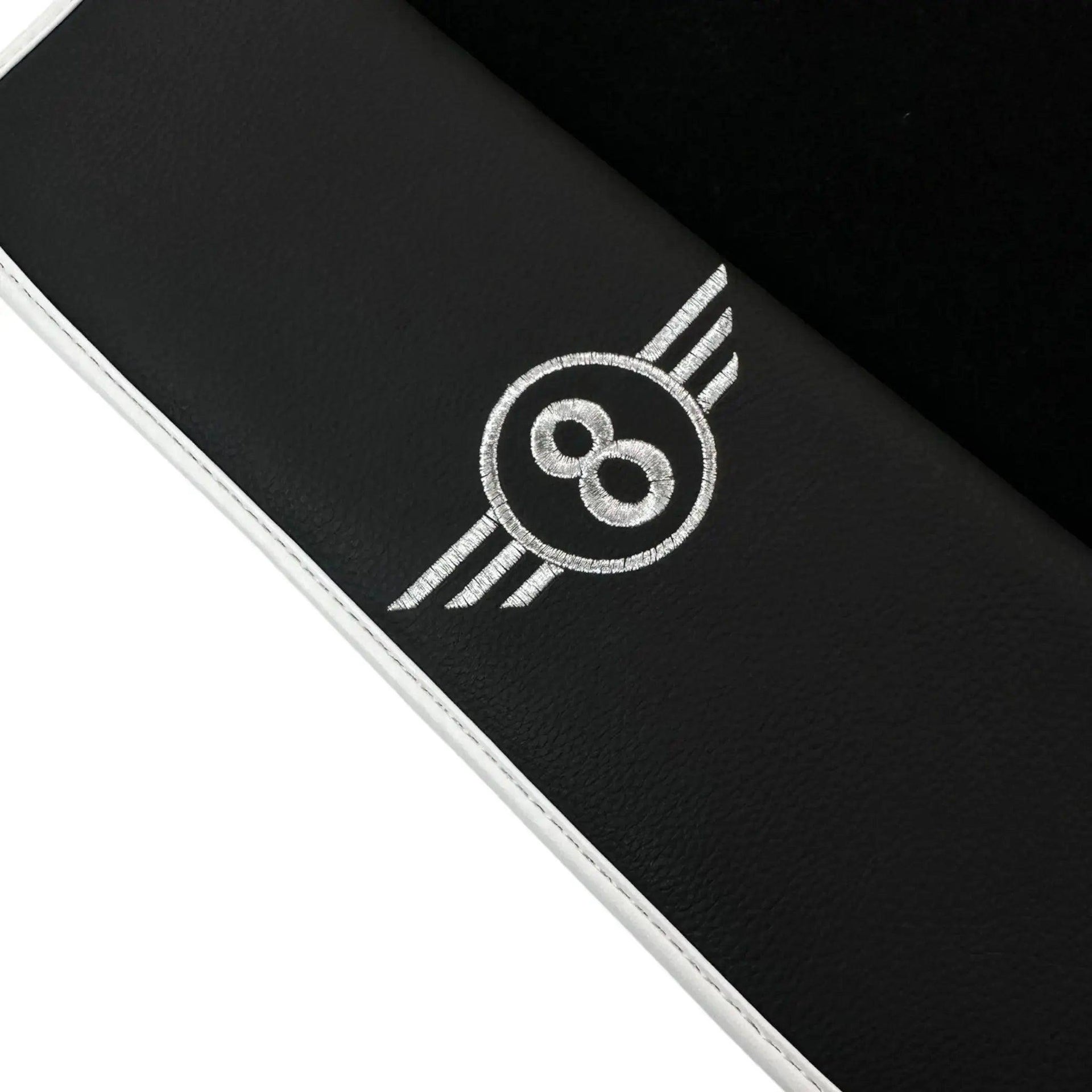 Black Floor Mats for Mini Clubman R55 (2007-2015) with Leather | White Trim - AutoWin