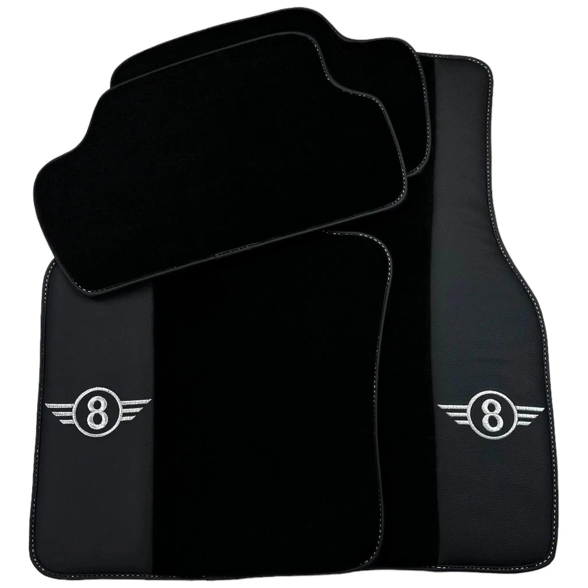 Black Floor Mats for Mini Countryman R60 (2010-2017) with Leather - AutoWin