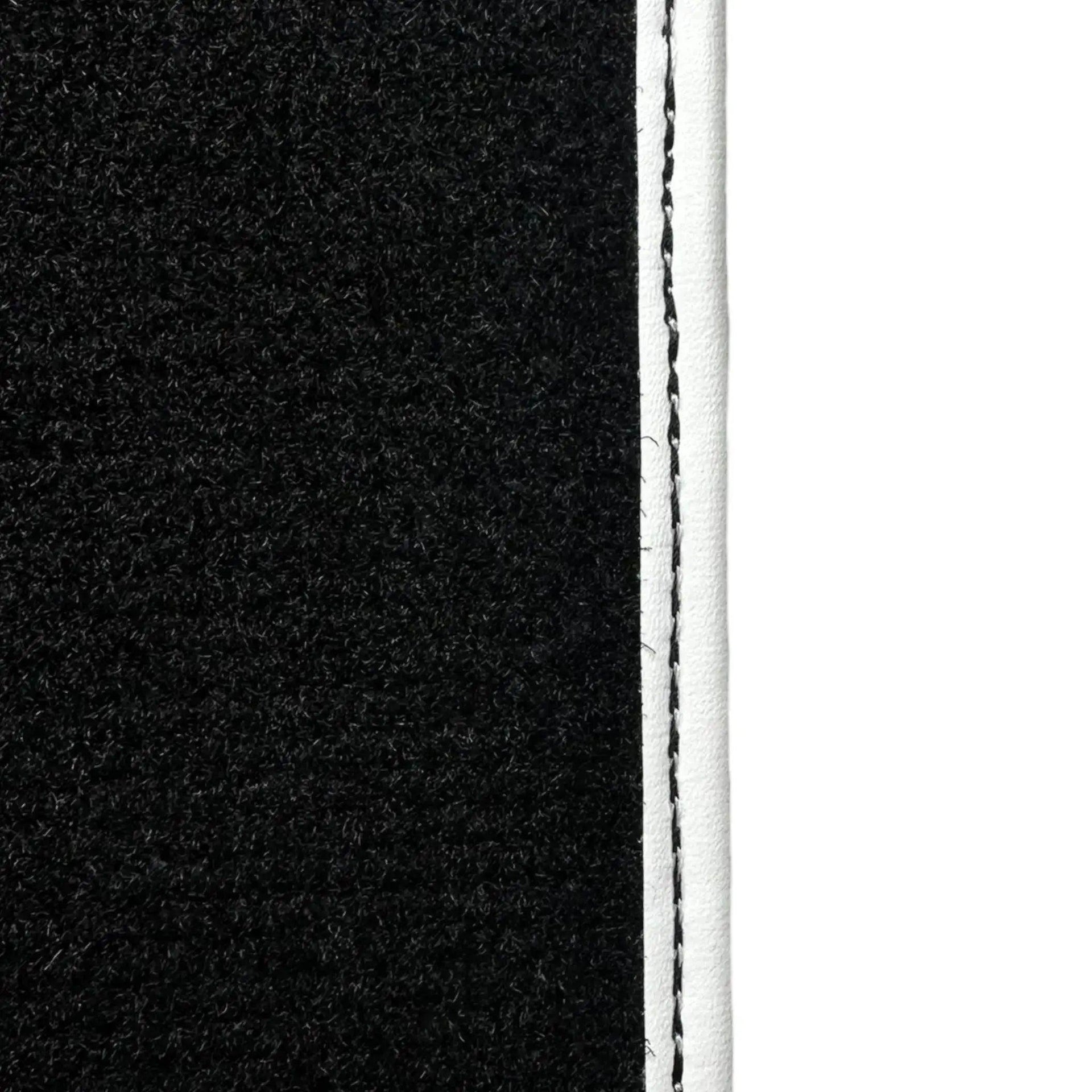 Black Floor Mats for Mini Countryman R60 (2010-2017) with Leather | White Trim - AutoWin