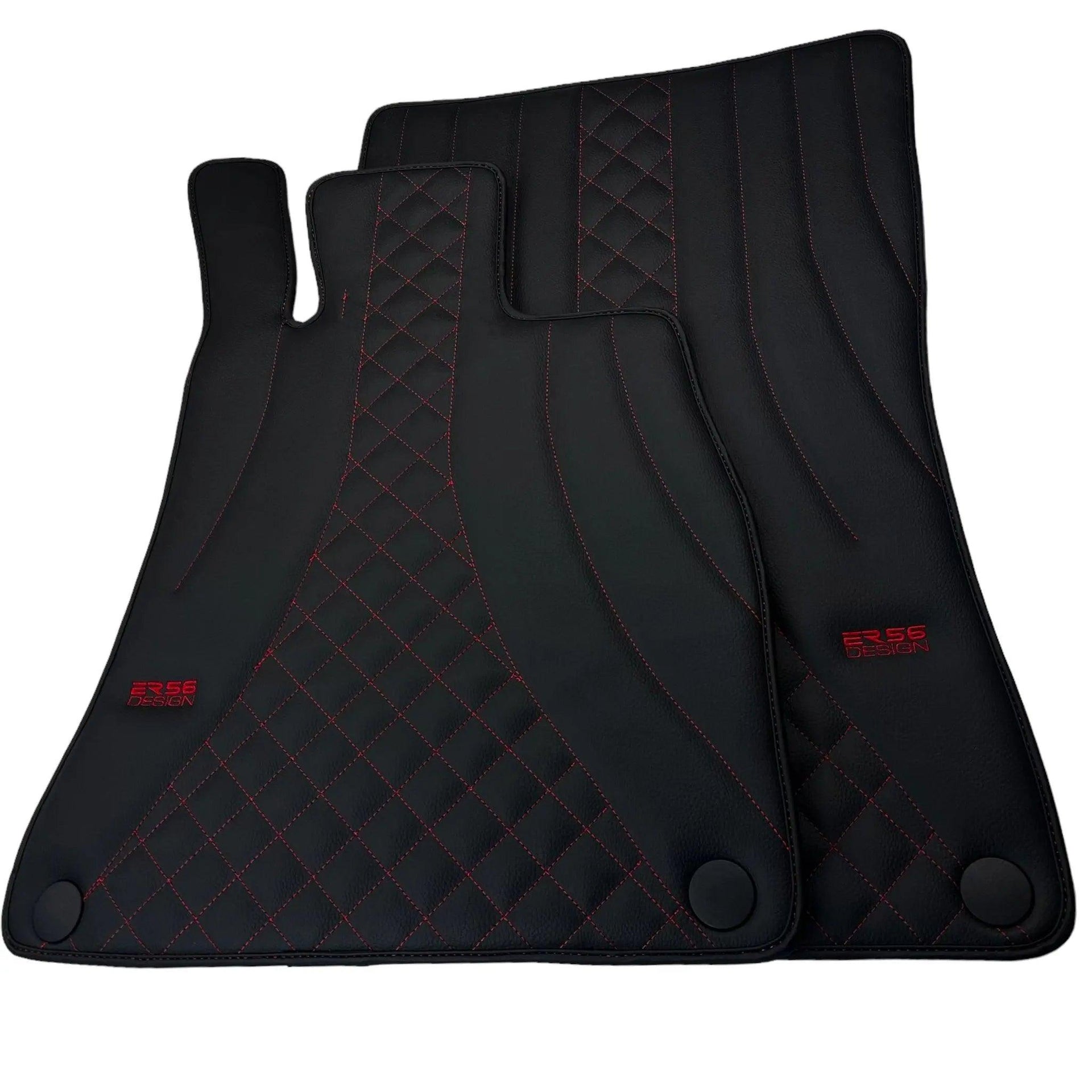 Black Leather Floor Mats For Mercedes Benz A-Class W177 Hybrid (2019-2023) | ER56 Design - AutoWin
