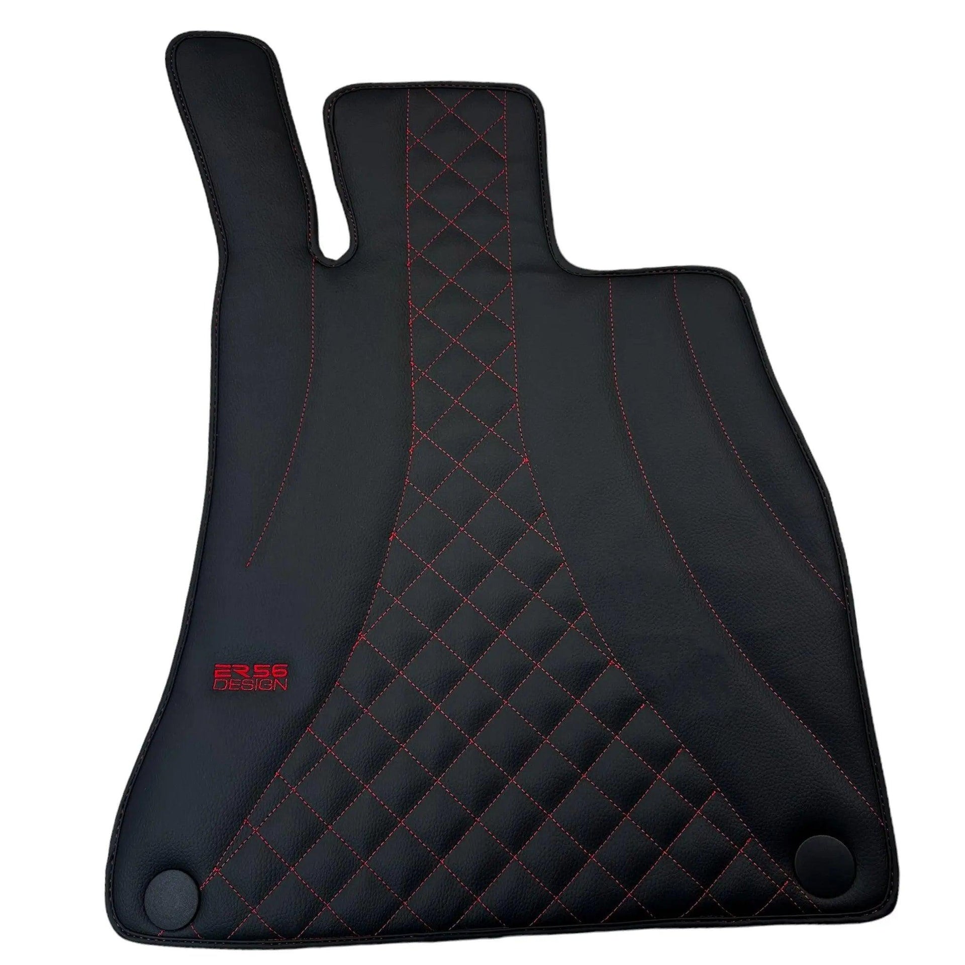 Black Leather Floor Mats For Mercedes Benz CLA-Class C117 Coupe (2013-2019) | ER56 Design - AutoWin