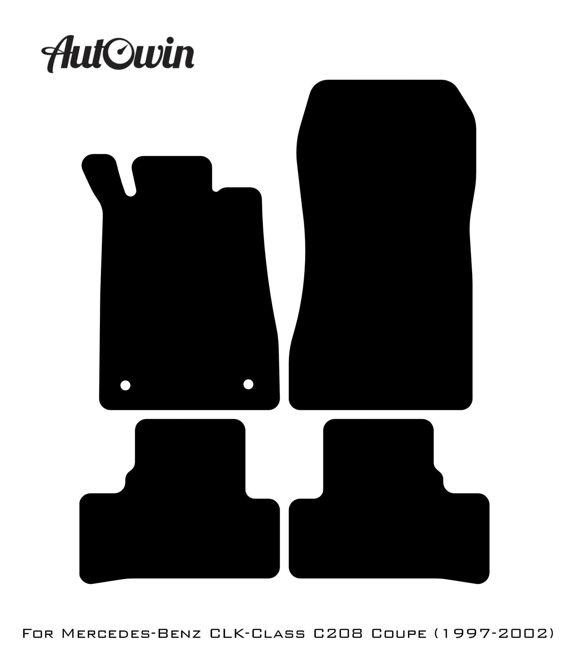 Black Leather Floor Mats For Mercedes Benz CLK-Class C208 Coupe (1997-2002) | ER56 Design - AutoWin