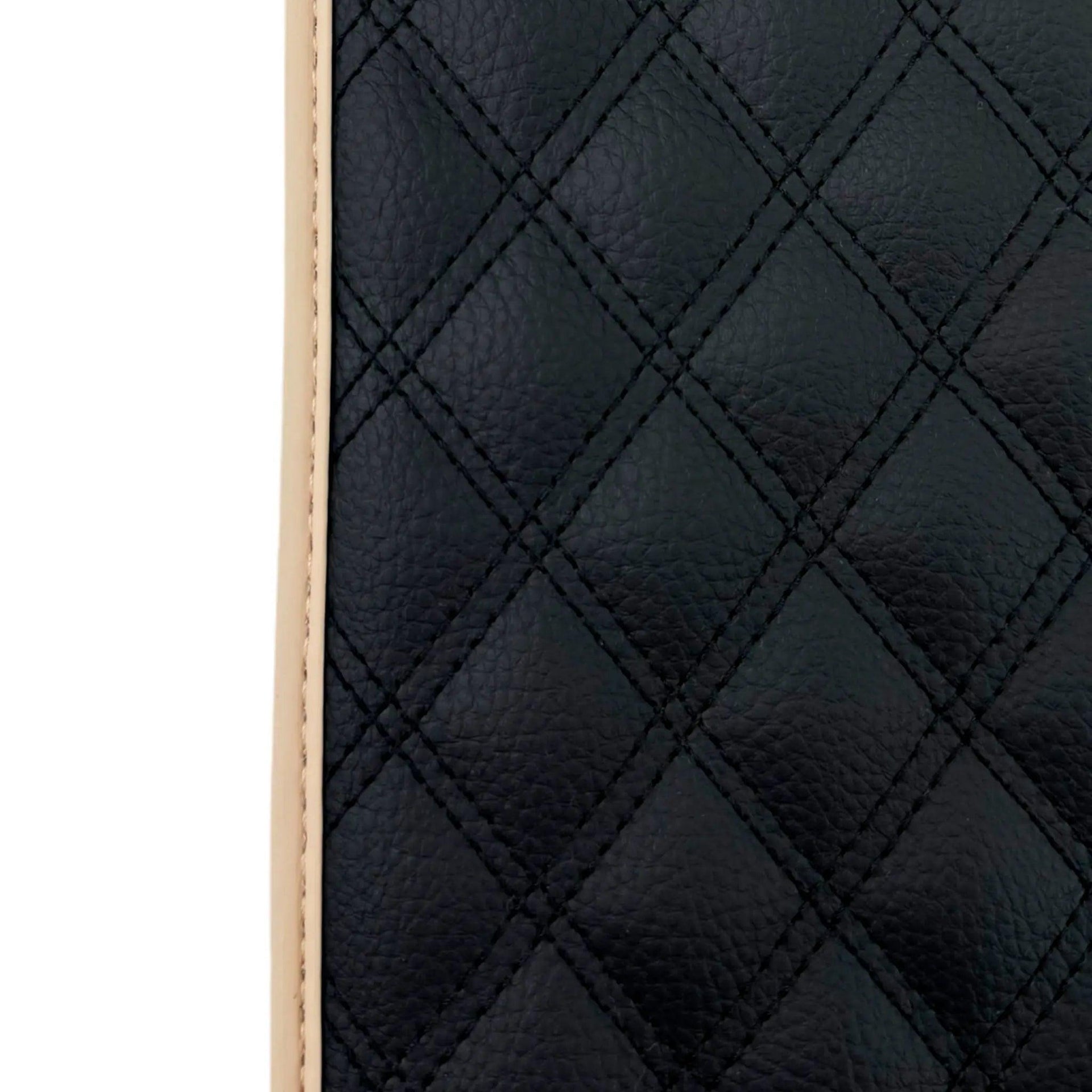 Black Stitched Leather Floor Mats for Maserati GranCabrio Sport (2011-2019) | Beige Trim - AutoWin