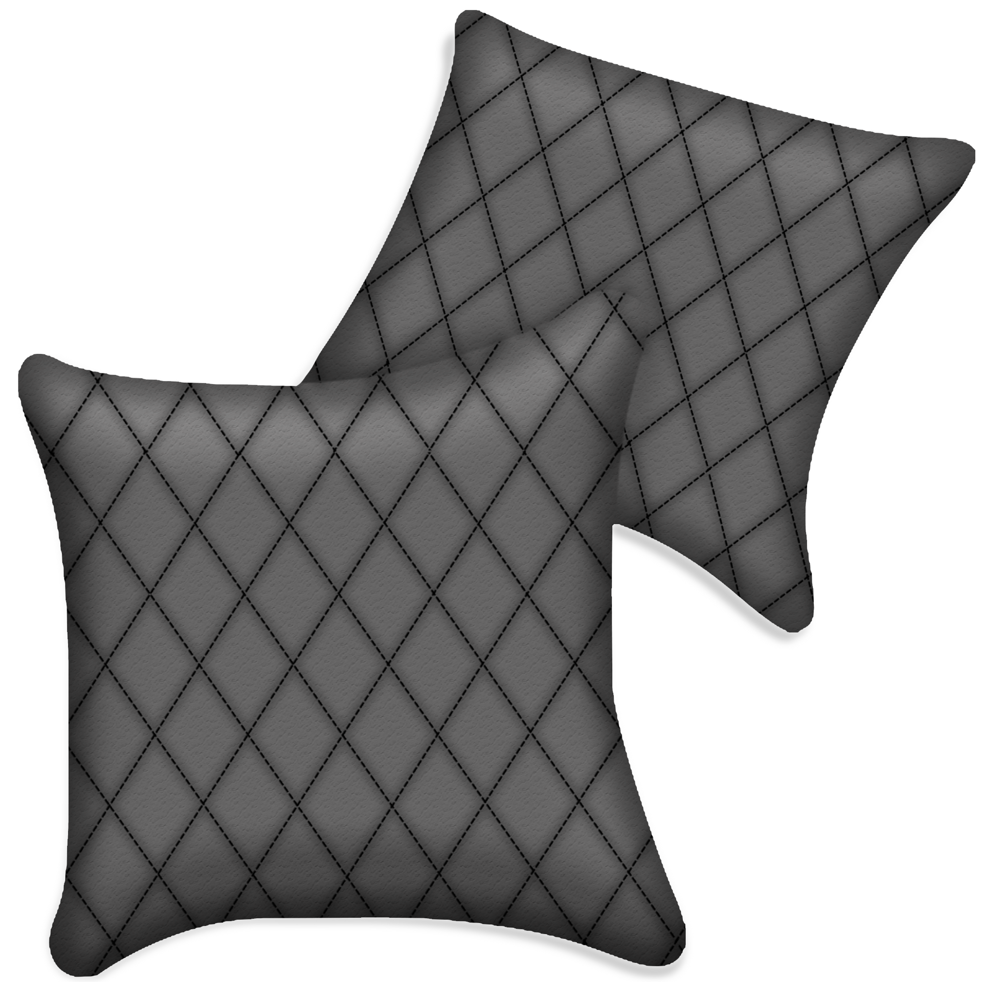 Customizable Gray Leather Pillows Set of 2 for All Vehicles | Single Diamond Pattern