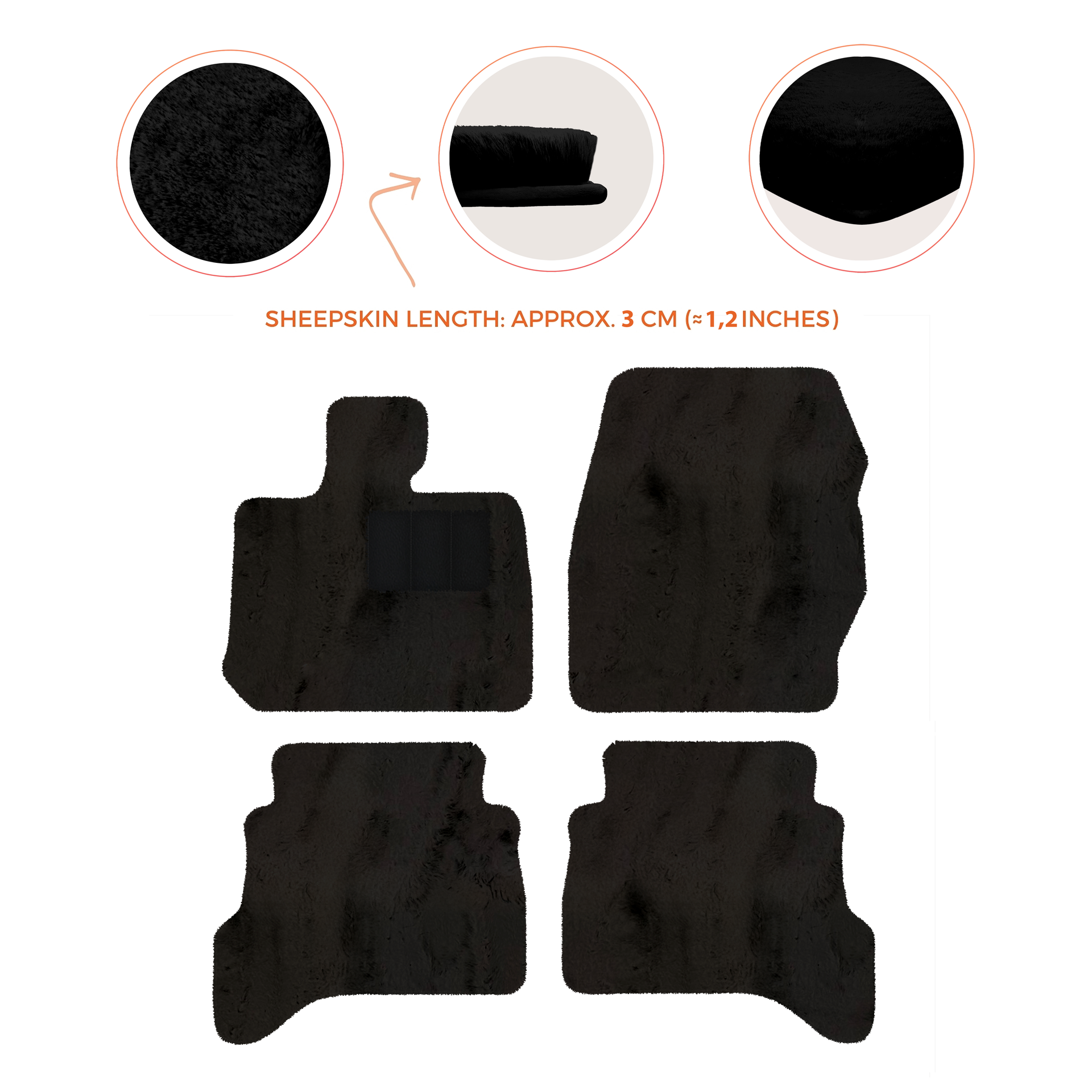 Premium Sheepskin Floor Mats for Land Rover Defender 90 (2007-2020)