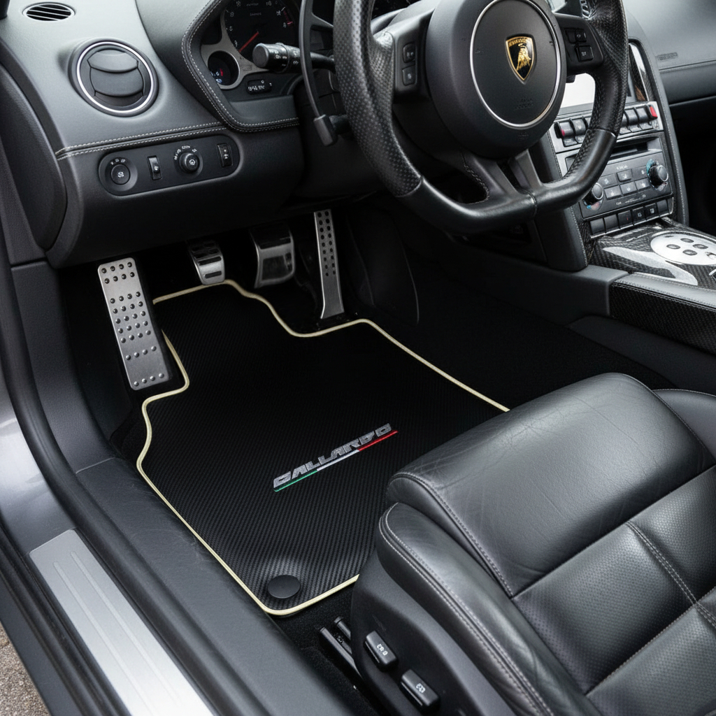 Tappetini in cuoio personalizzabili con motivo a righe per Lamborghini Gallardo (2004-2014) - AutoWin