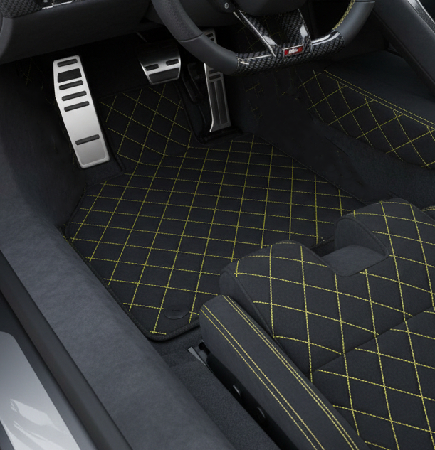 Tapis de voiture en cuir personnalisables avec motif hexagonal symétrique pour Lamborghini Countach (1974–1990) - AutoWin