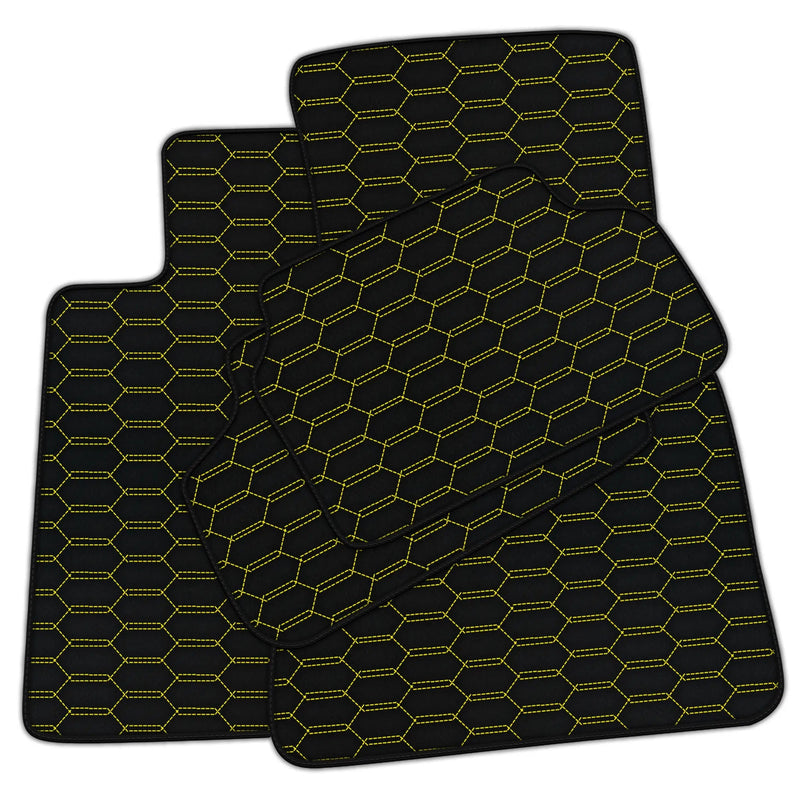 Tapis de voiture en cuir personnalisable avec motif hexagonal entrelacé pour BMW E88 Cabriolet (2006-2013)