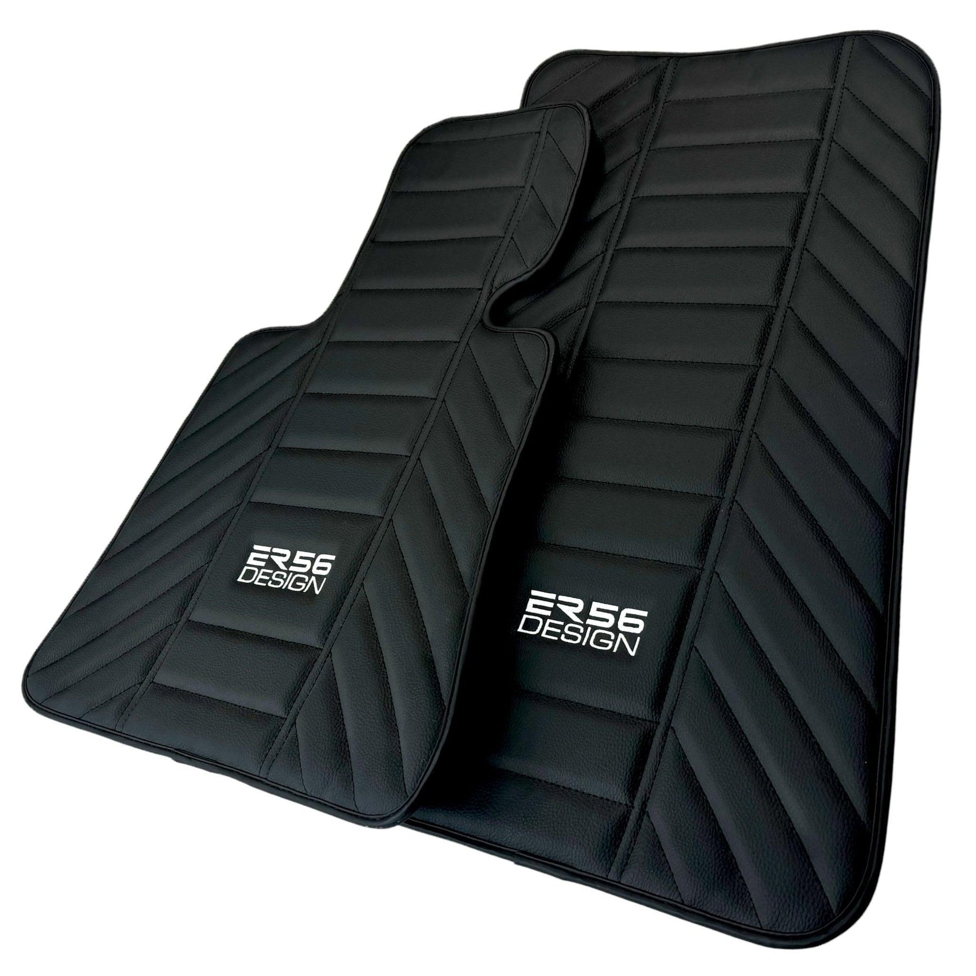 Black Leather Floor Mats for Rolls Royce Ghost Series II (2021-2024) ER56 Design - AutoWin