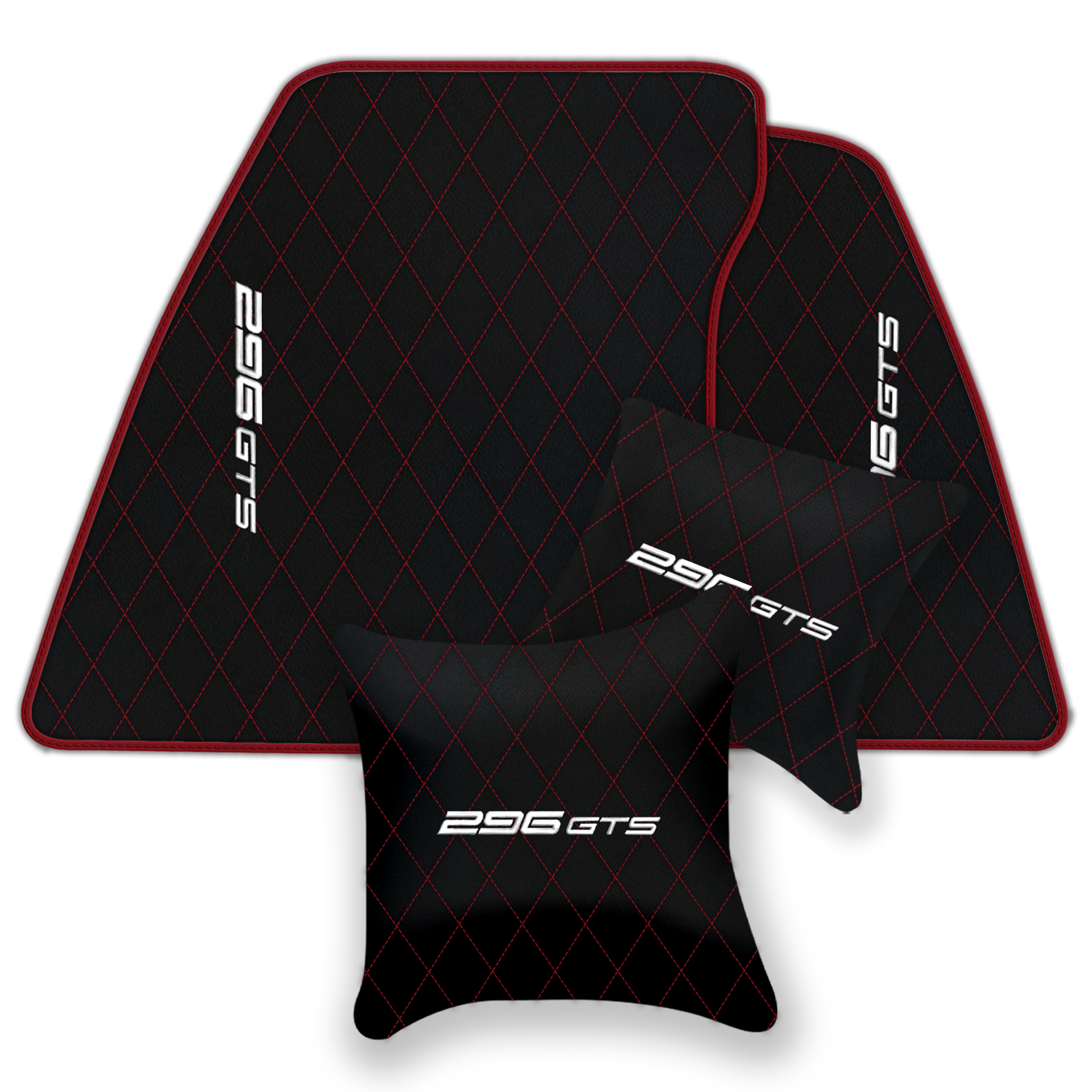 Ferrari 296 GTB Black Leather Floor Mats | Stylish & Durable