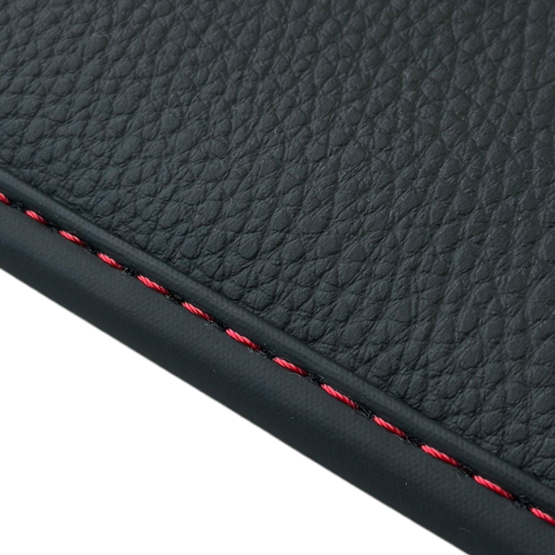 Black Sheepskin Floor Mats for Ferrari Roma (2021-2024) with Leather - AutoWin