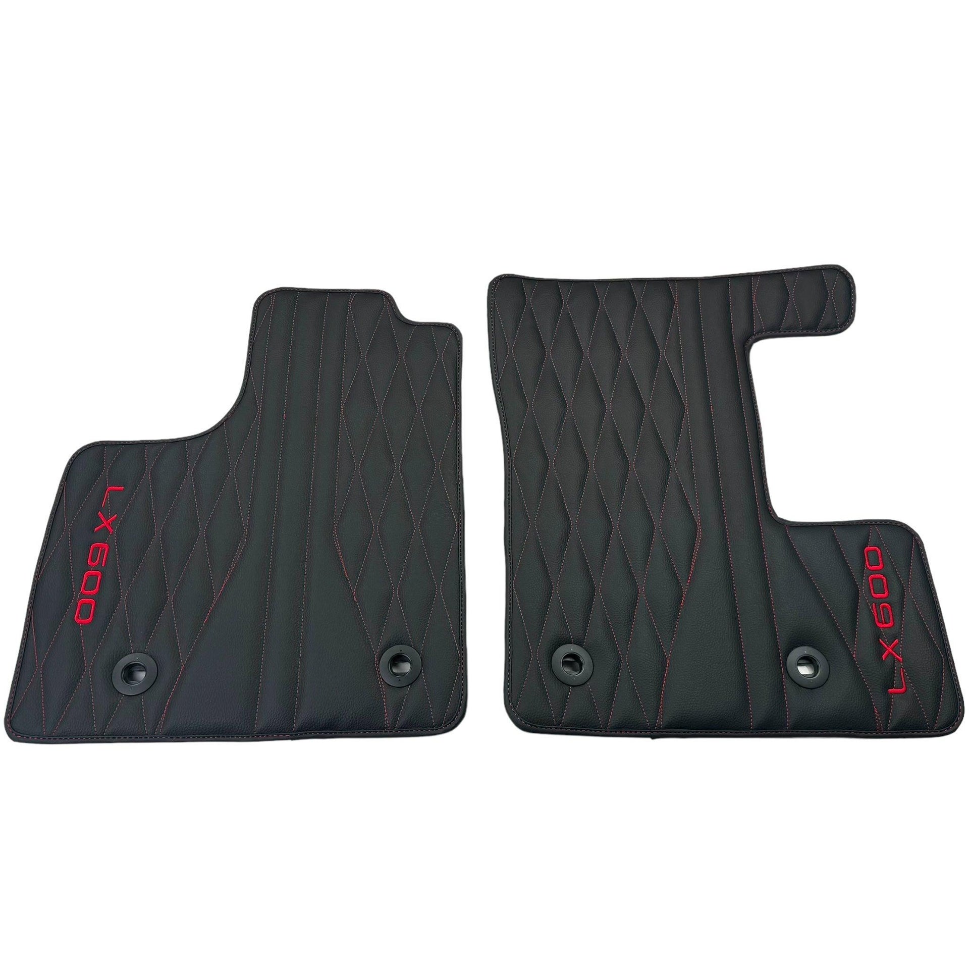 Leather Floor Mats for Lexus LX 600 (2022-2024) with Red Stitching - AutoWin
