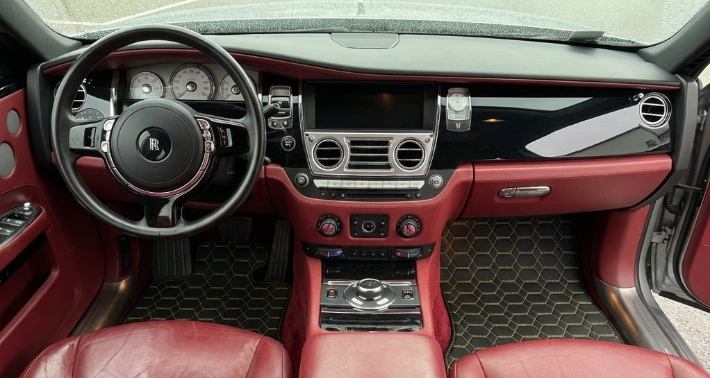 Tapis de voiture en cuir personnalisables avec motif hexagonal vertical pour Rolls Royce Ghost Series I (2010–2020) - AutoWin