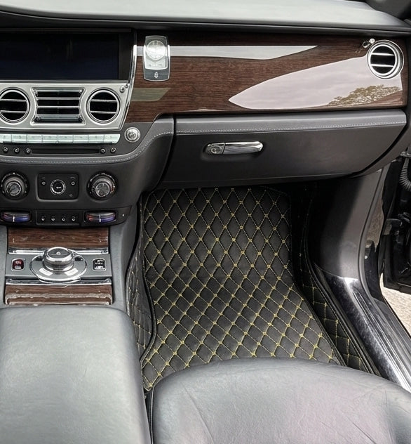 Alfombrillas de coche de cuero personalizables con patrón hexagonal vertical para Rolls Royce Ghost Series II (2021–2024) - AutoWin