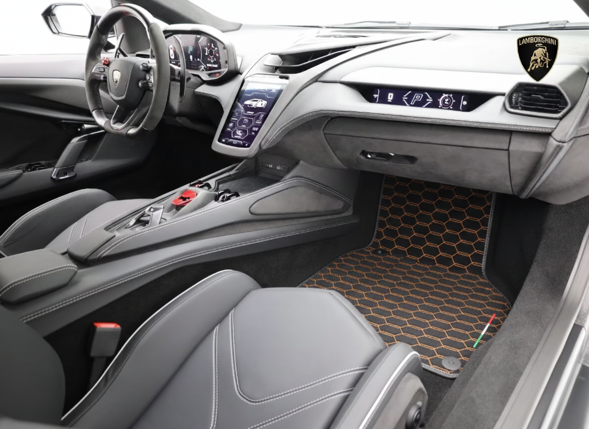 Carbon Fiber Leather Floor Mats for Lamborghini Revuelto (2024-2026) - AutoWin