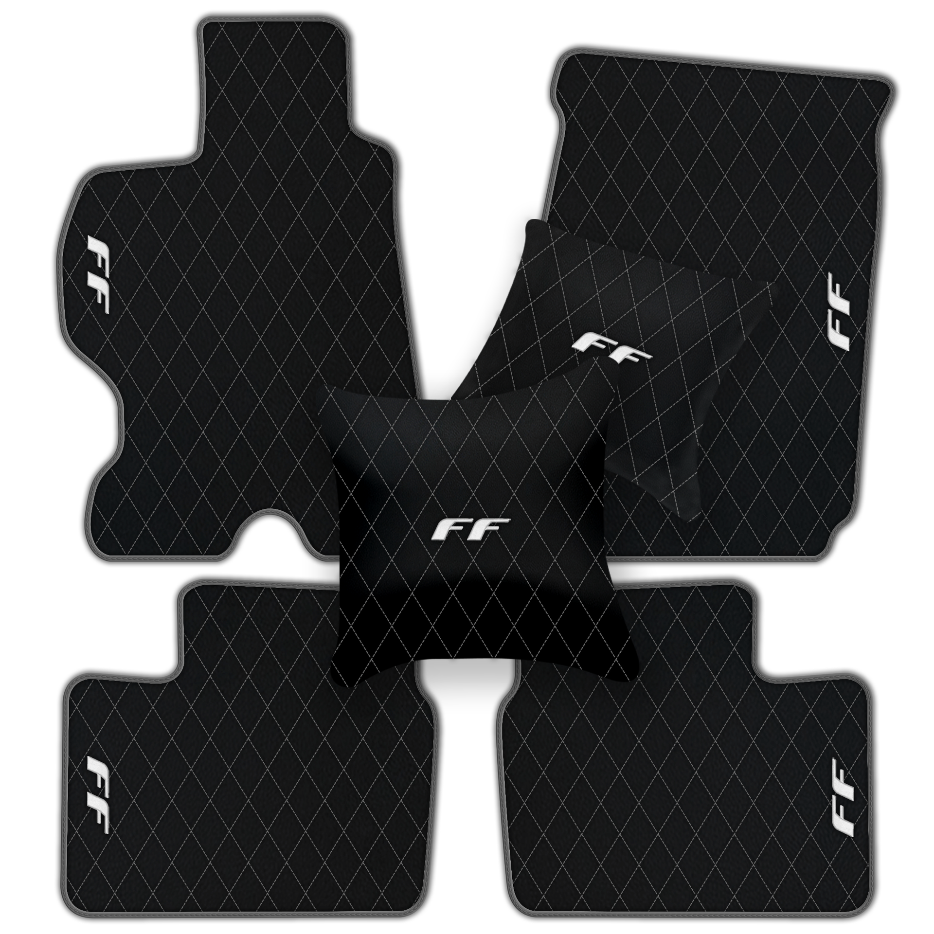 Luxury Black Leather Floor Mats for Ferrari Roma (2021-2024)