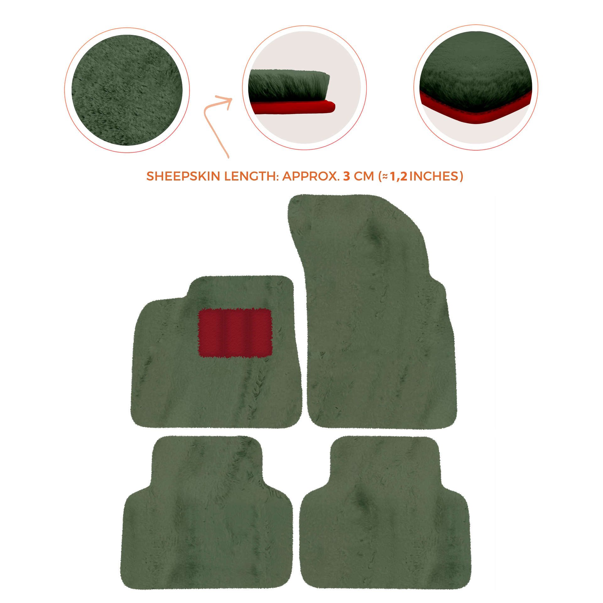 Premium Sheepskin Floor Mats for Lamborghini Countach 1974-1990