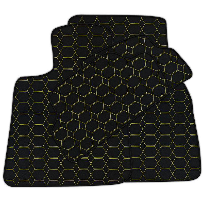 Customizable Leather Floor Mats with Hexagon Hex Pattern for Mini Countryman F60 (2017-2023)