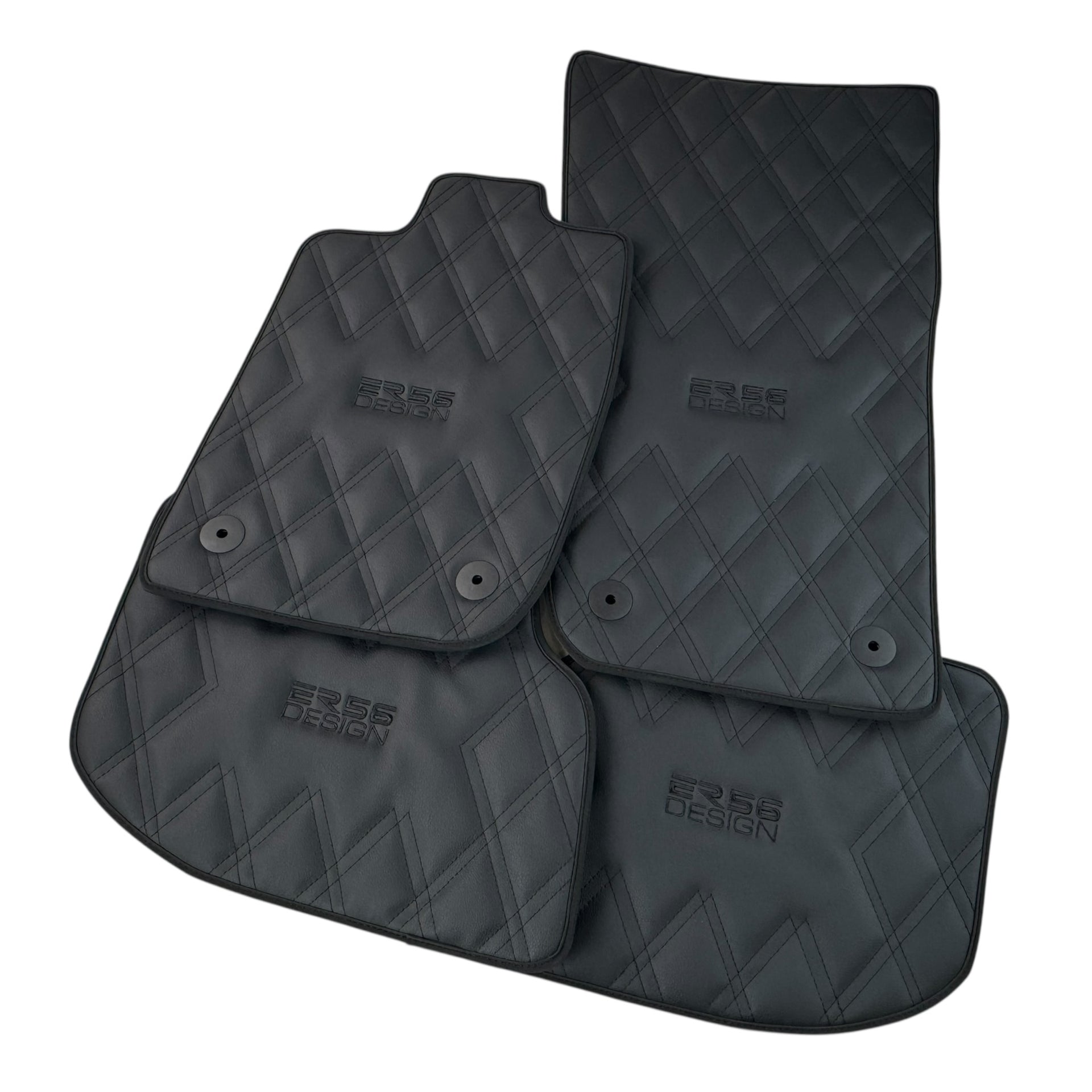Bentley Continental GT (2018–2023) Black Floor Mats - with Leather | ER56 Design