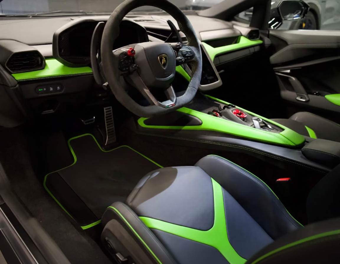 Carbon Fiber Leather Floor Mats for Lamborghini Revuelto (2024-2026) - AutoWin