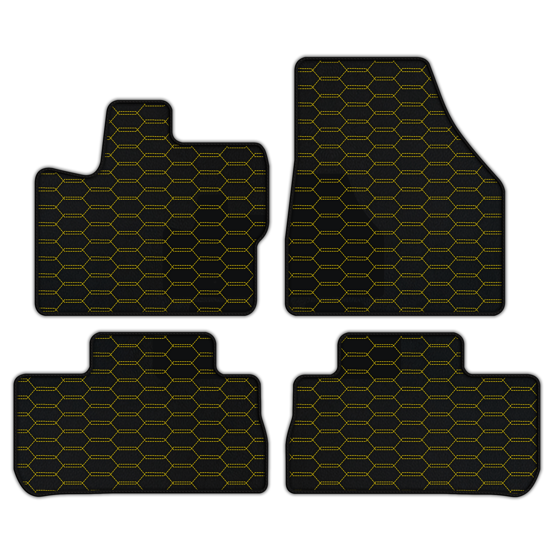 Customizable Leather Floor Mats with Interlaced Hex Pattern for Land Rover Freelander (2007-2012) - AutoWin
