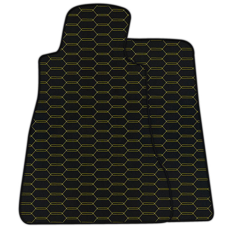 Customizable Leather Floor Mats with Interlaced Hex Pattern for Chevrolet Corvette C6 (2005-2013)