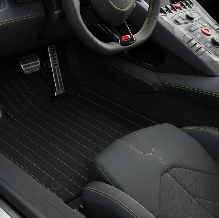 Customizable Leather Floor Mats with Square Pattern for Lamborghini Aventador SV (2012-2022) - AutoWin