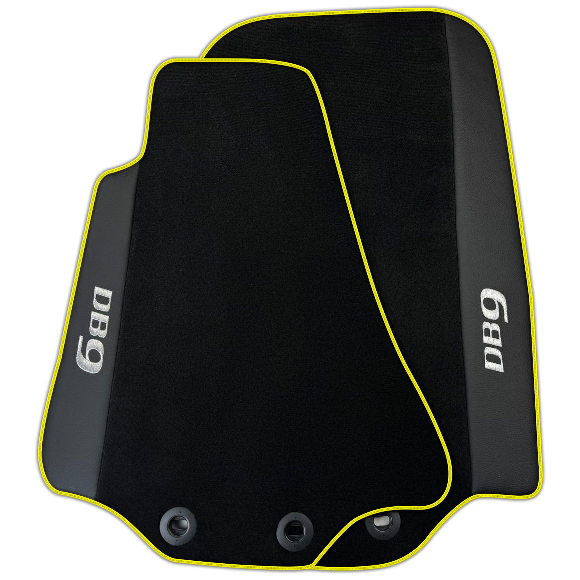 Black Floor Mats for Aston Martin DB9 (2004-2016) with Leather