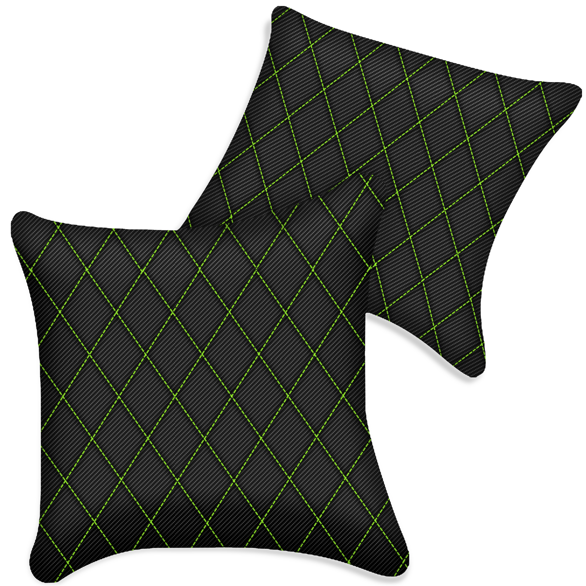 Customizable Black Carbon Fiber Pillows Set of 2 for All Vehicles | Single Diamond Pattern