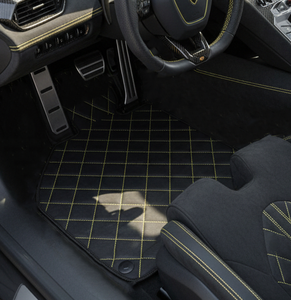 Customizable Black Floor Mats for Lamborghini Sian (2020-2022) with Carbon Fiber - AutoWin.EU