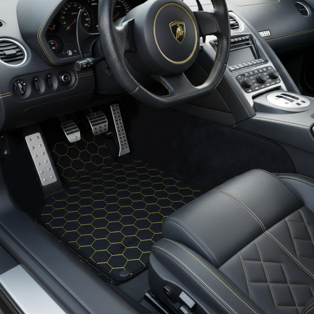Alfombrillas de coche de cuero personalizables con patrón de diamante único para Lamborghini Murcielago (2001-2010) - AutoWin