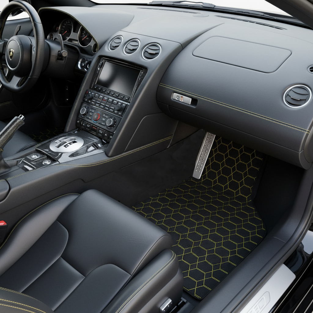 Alfombrillas de coche de cuero personalizables con patrón de diamante único para Lamborghini Murcielago (2001-2010) - AutoWin