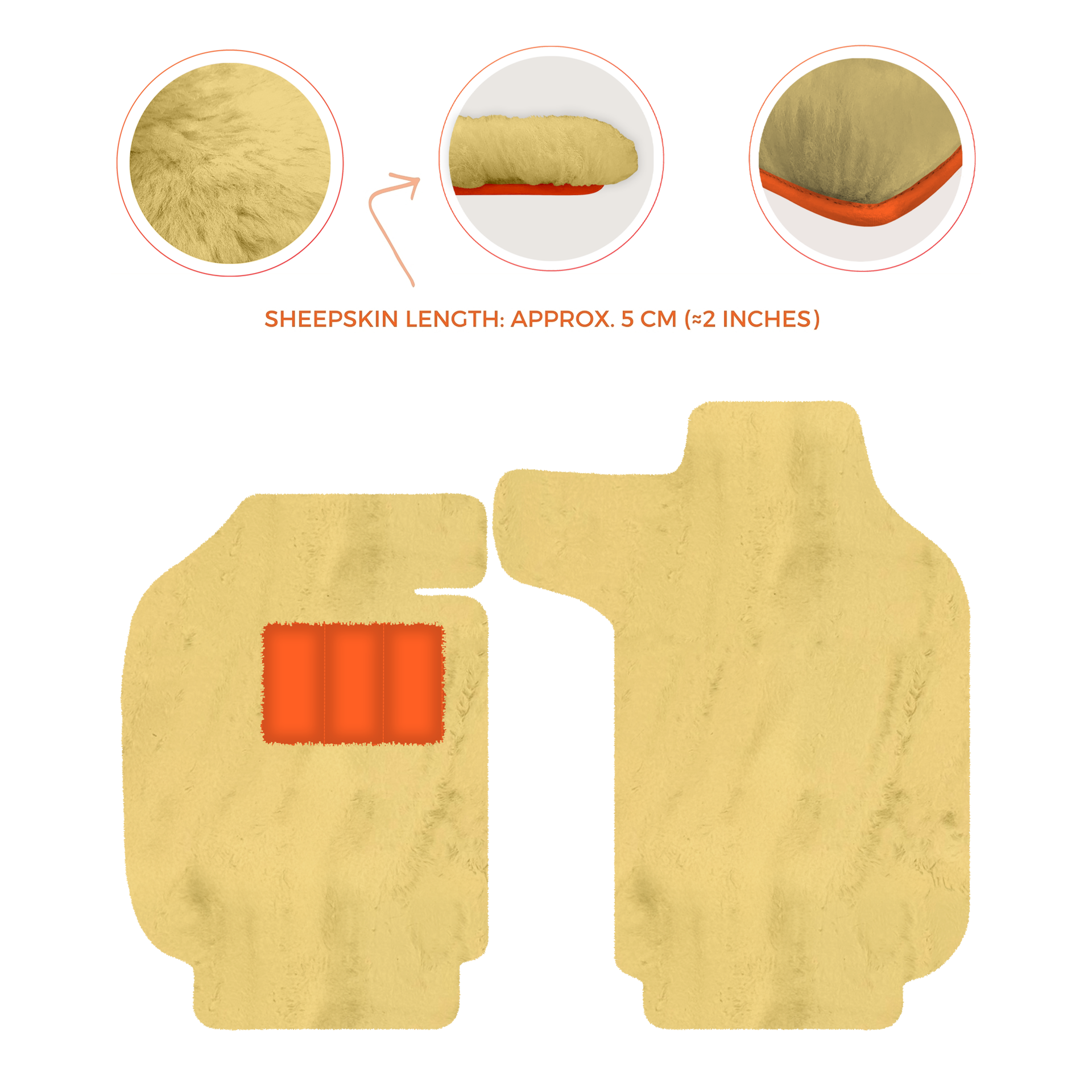 Sheepskin Floor Mats for Porsche 911 SC (1978-1984) - Sheepskin Length, Various Color Options - AutoWin