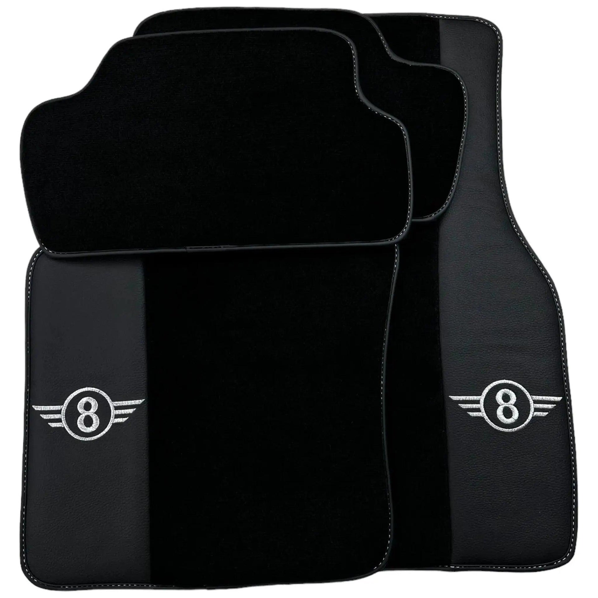 Black Floor Mats for Mini Cooper / One F56 3-doors (2014-2023) with Leather - AutoWin