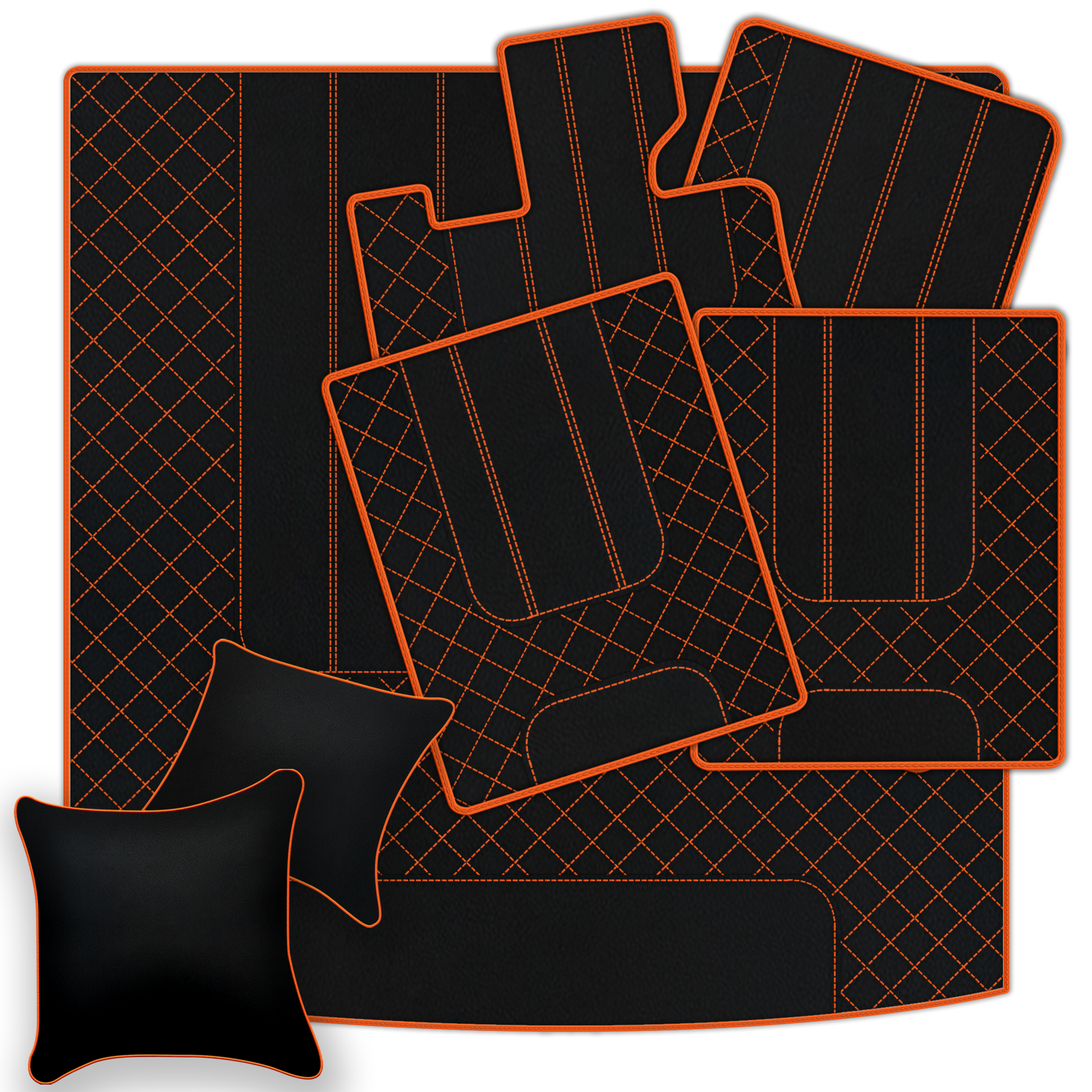 Tappetini per auto in pelle personalizzabili con motivo esagonale intrecciato per Bentley Red Label RL (1998-2009) - AutoWin