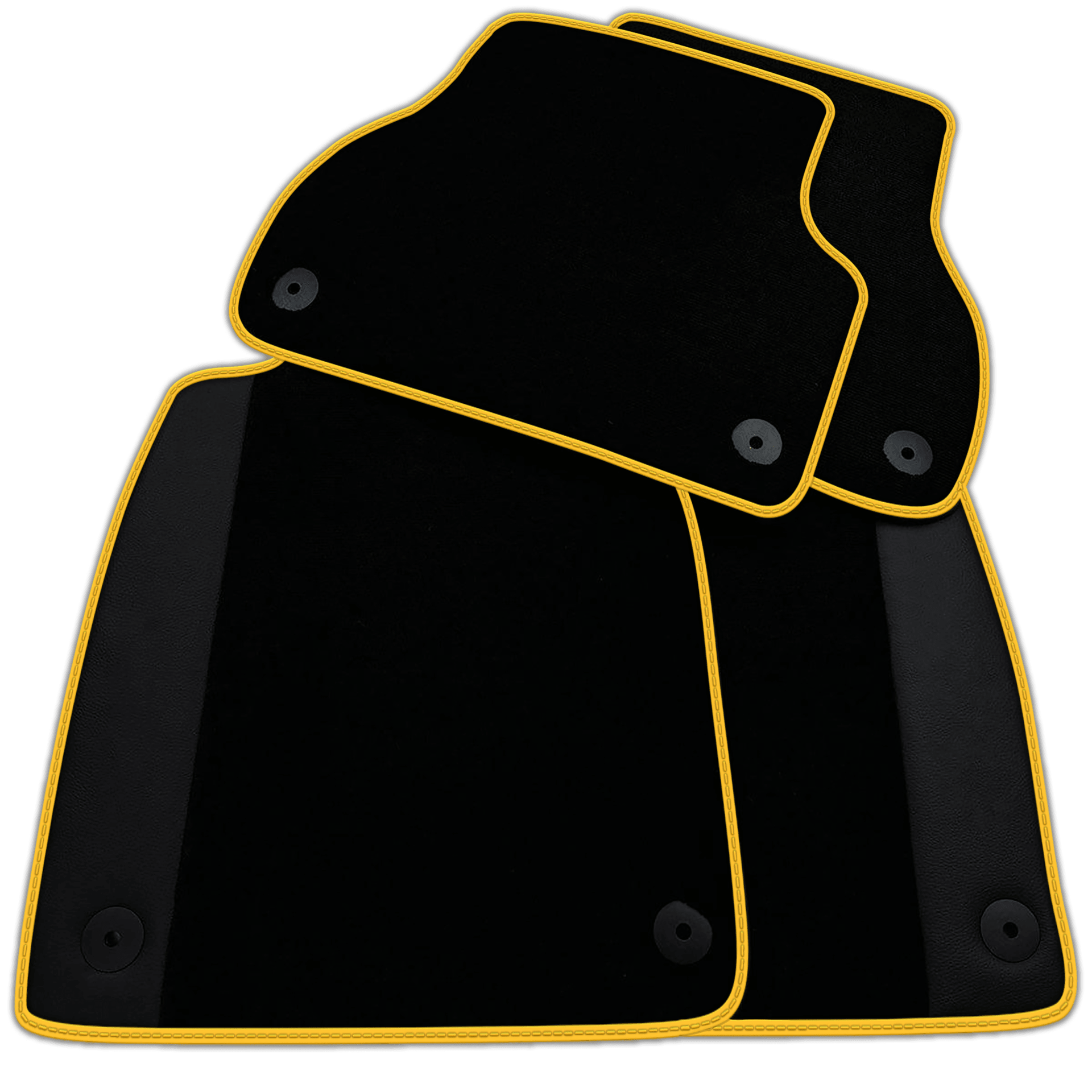 Black Floor Mats for Audi A2 2000-2005 8Z with Leather | Various Trim Colors